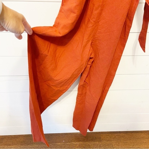 NWTs Madewell | Women’s Rust Orange Linen Blend Belted Jumpsuit Size 00 - Picture 10 of 10